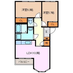 大矢知駅 徒歩18分 2階の物件間取画像